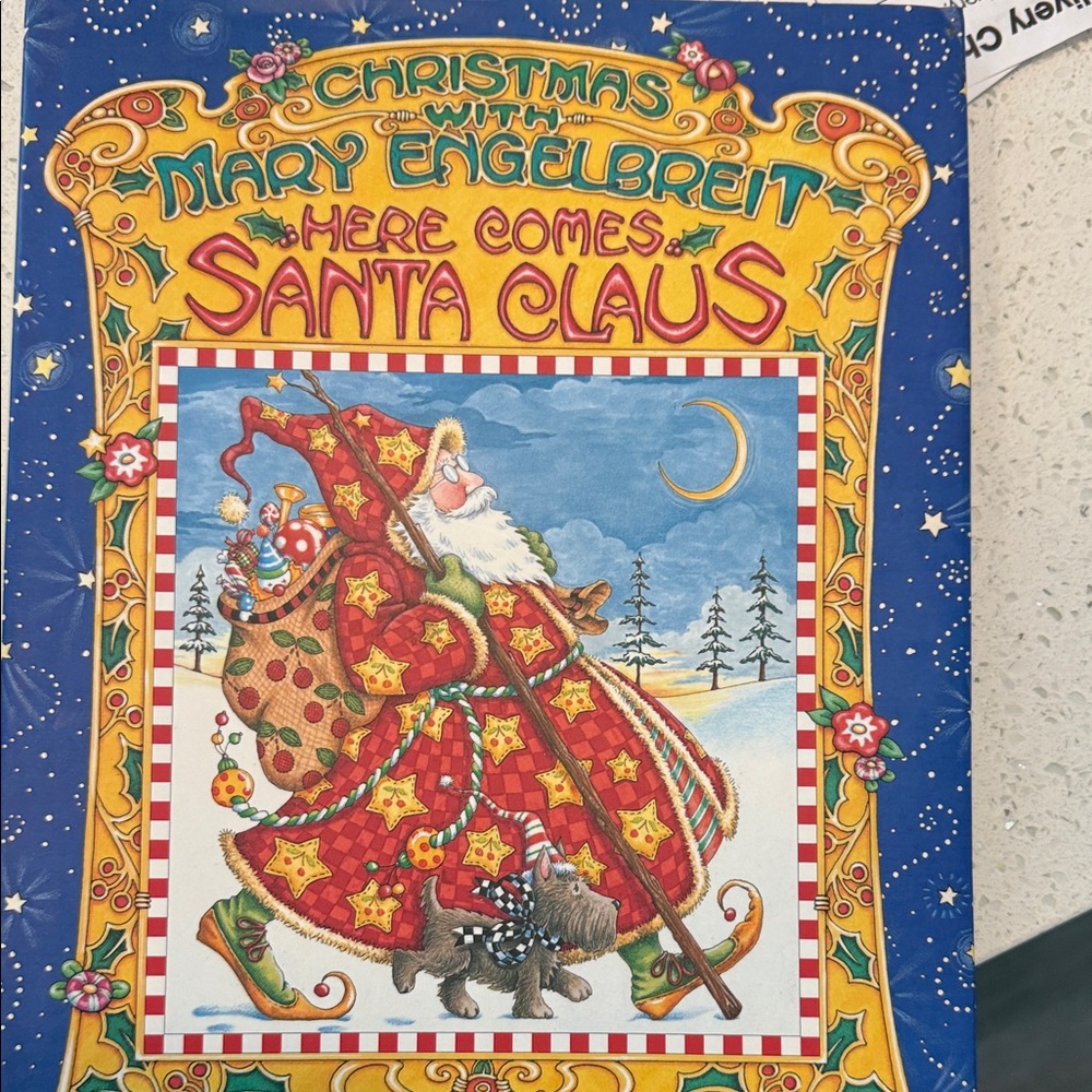 Mary Engelbreit Christmas Here Comes Santa Claus Book - Red, Blue, Gold